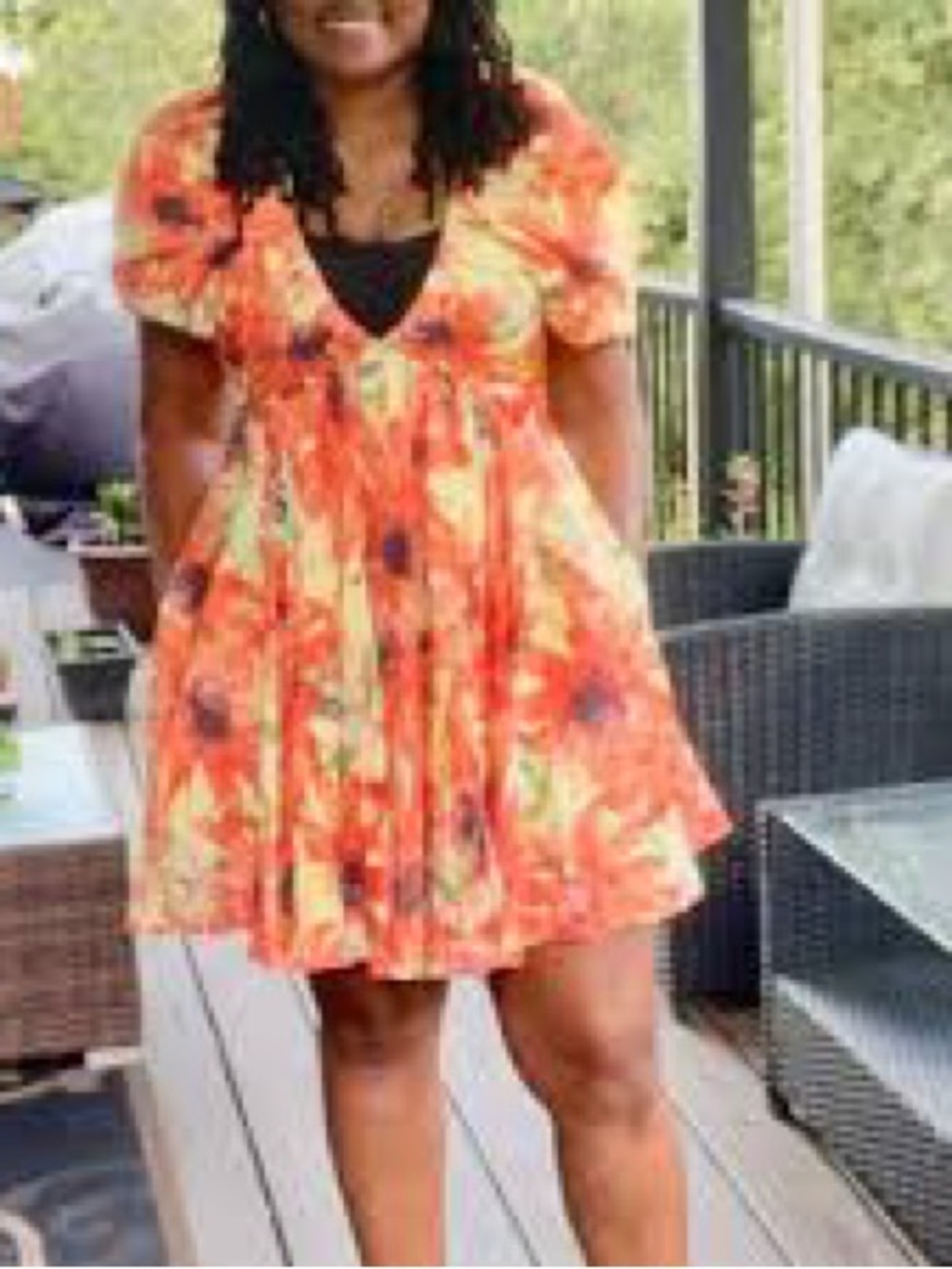 Fashion Nova Gardenia Puff Sleeve Mini Dress in Orange/combo Sz S - Picture 4 of 10